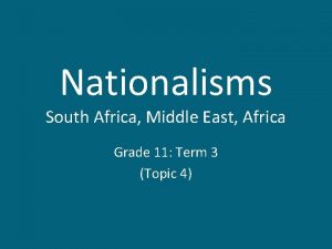 Nationalisms South Africa Middle East Africa Grade 11