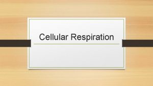 Cellular Respiration Overview of Cellular Respiration Cellular respiration
