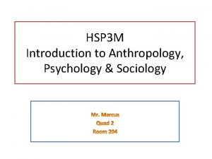 HSP 3 M Introduction to Anthropology Psychology Sociology