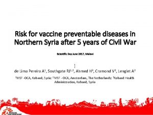 Risk for vaccine preventable diseases in Northern Syria