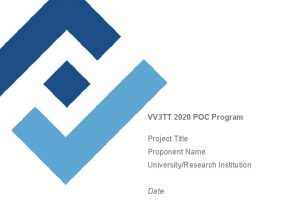 VV 3 TT 2020 POC Program Project Title