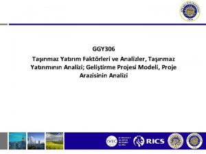 GGY 306 Tanmaz Yatrm Faktrleri ve Analizler Tanmaz