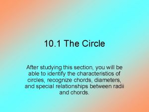 10 1 The Circle After studying this section