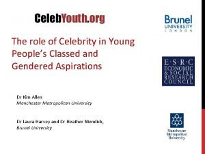 The role of Celebrity in Young Peoples Classed