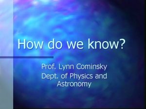 How do we know Prof Lynn Cominsky Dept