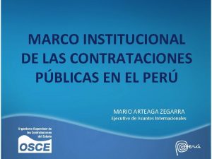 MARCO INSTITUCIONAL DE LAS CONTRATACIONES PBLICAS EN EL