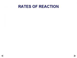 RATES OF REACTION Students should be able to