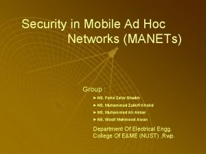 Security in Mobile Ad Hoc Networks MANETs Group