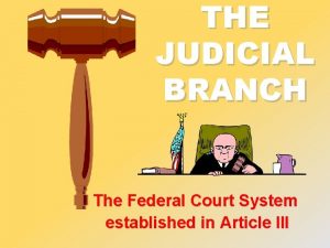 THE JUDICIAL BRANCH The Federal Court System established