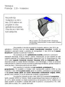 TEHNIKA Podroje 2 20 Vodarstvo Na podroju Vodarstvo