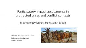 Participatory impact assessments in protracted crises and conflict