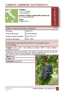 VARIET CABERNET SAUVIGNON N Iscrizione al registro nazionale