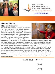 https hhrecny org Hannah Deutch Holocaust Survivor Hannah