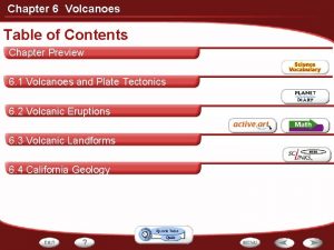 Chapter 6 Volcanoes Table of Contents Chapter Preview