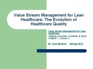 Value Stream Management for Lean Healthcare The Evolution