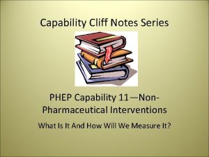 Capability Cliff Notes Series PHEP Capability 11Non Pharmaceutical