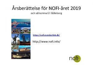 rsberttelse fr NOFIret 2019 och vlkomna till Gteborg