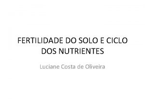 FERTILIDADE DO SOLO E CICLO DOS NUTRIENTES Luciane