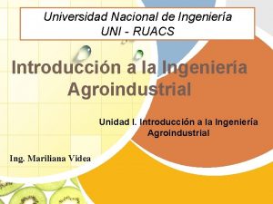 Universidad Nacional de Ingeniera UNI RUACS Introduccin a