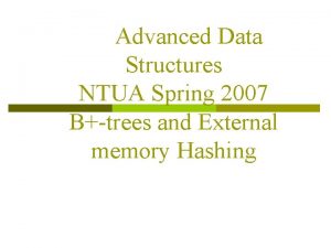 Advanced Data Structures NTUA Spring 2007 Btrees and