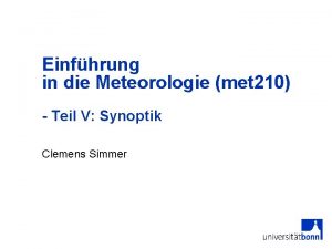 Einfhrung in die Meteorologie met 210 Teil V