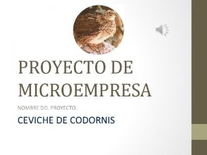 PROYECTO DE MICROEMPRESA NOMBRE DEL PROYECTO CEVICHE DE