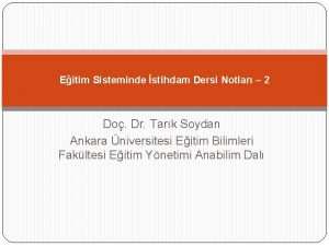 Eitim Sisteminde stihdam Dersi Notlar 2 Do Dr