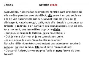 Texte 9 Natacha et La Aujourdhui Natacha fait