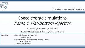 LIUPSB Beam Dynamics Working Group Space charge simulations