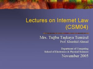 Lectures on Internet Law CSM 04 Mrs Tuba