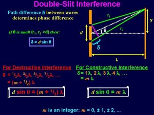 DoubleSlit Interference Path difference between waves determines phase