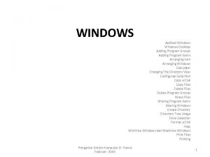 WINDOWS Aplikasi Windows Desktop Adding Program Groups Adding