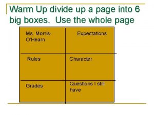 Warm Up divide up a page into 6