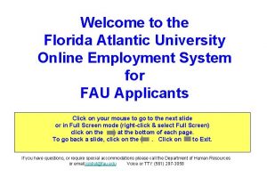 Welcome to the Florida Atlantic University Online Employment