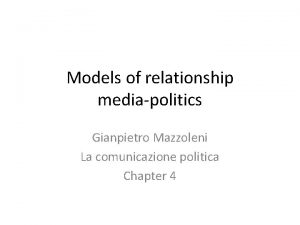 Models of relationship mediapolitics Gianpietro Mazzoleni La comunicazione