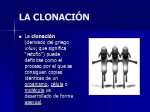 LA CLONACIN n La clonacin derivado del griego