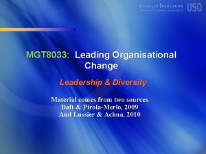 MGT 8033 Leading Organisational Change Leadership Diversity Material