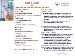 CURSO DI LAUREA em TCNICAS de LABORATRIO BIOMEDICO