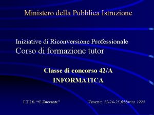 Ministero della Pubblica Istruzione Iniziative di Riconversione Professionale