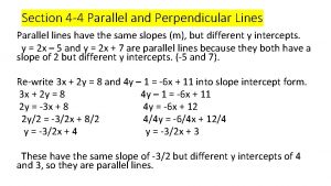 Section 4 4 Parallel and Perpendicular Lines Parallel