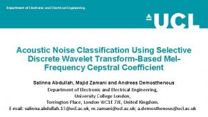 Department of Electronic and Electrical Engineering Acoustic Noise