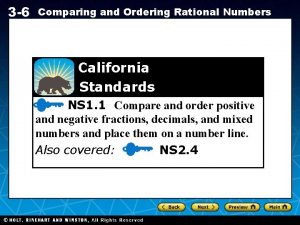 3 6 Comparing and Ordering Rational Numbers California