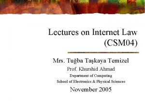 Lectures on Internet Law CSM 04 Mrs Tuba