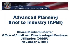 Advanced Planning Brief to Industry APBI Chanel BankstonCarter