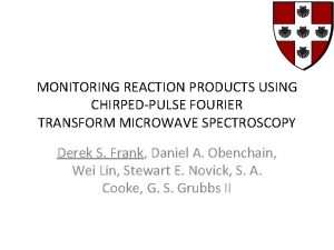 MONITORING REACTION PRODUCTS USING CHIRPEDPULSE FOURIER TRANSFORM MICROWAVE