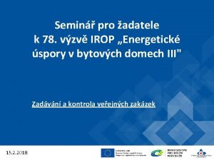 Semin pro adatele k 78 vzv IROP Energetick