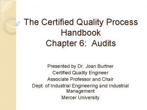 The Certified Quality Process Handbook Chapter 6 Audits