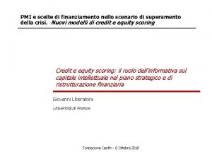 PMI e scelte di finanziamento nello scenario di