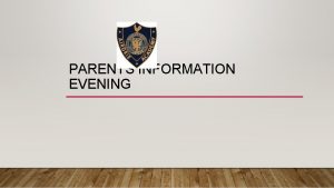 PARENTS INFORMATION EVENING KEY AIMS OF AIRDRIE ACADEMY