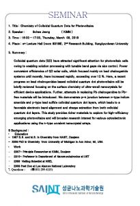 SEMINAR 1 Title Chemistry of Colloidal Quantum Dots